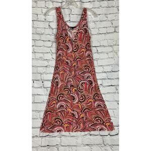 Happy Scoop Neck Pink Orange White‎ Brown Paisley A-Line S Sundress